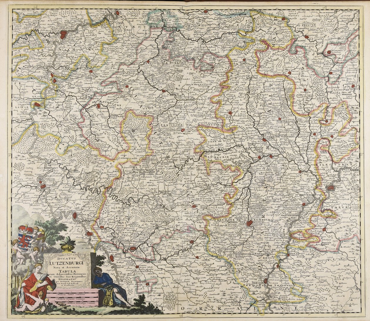 Ducatus Lutzenburgi nova et accurata tabula : cum adjacentibus provinciis et omnibus suis regionibus delineatio / per Iustinum Danckerts af Justus Danckerts