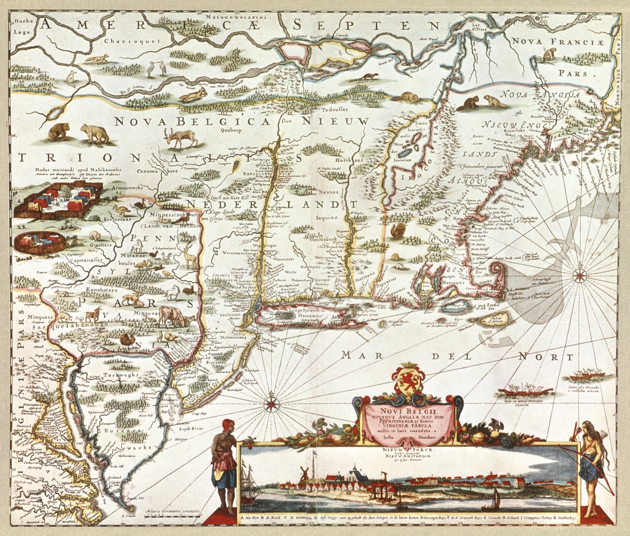 Novi Belgii-kortet over New York, New Jersey og Pennsylvania af Justus Danckertsz