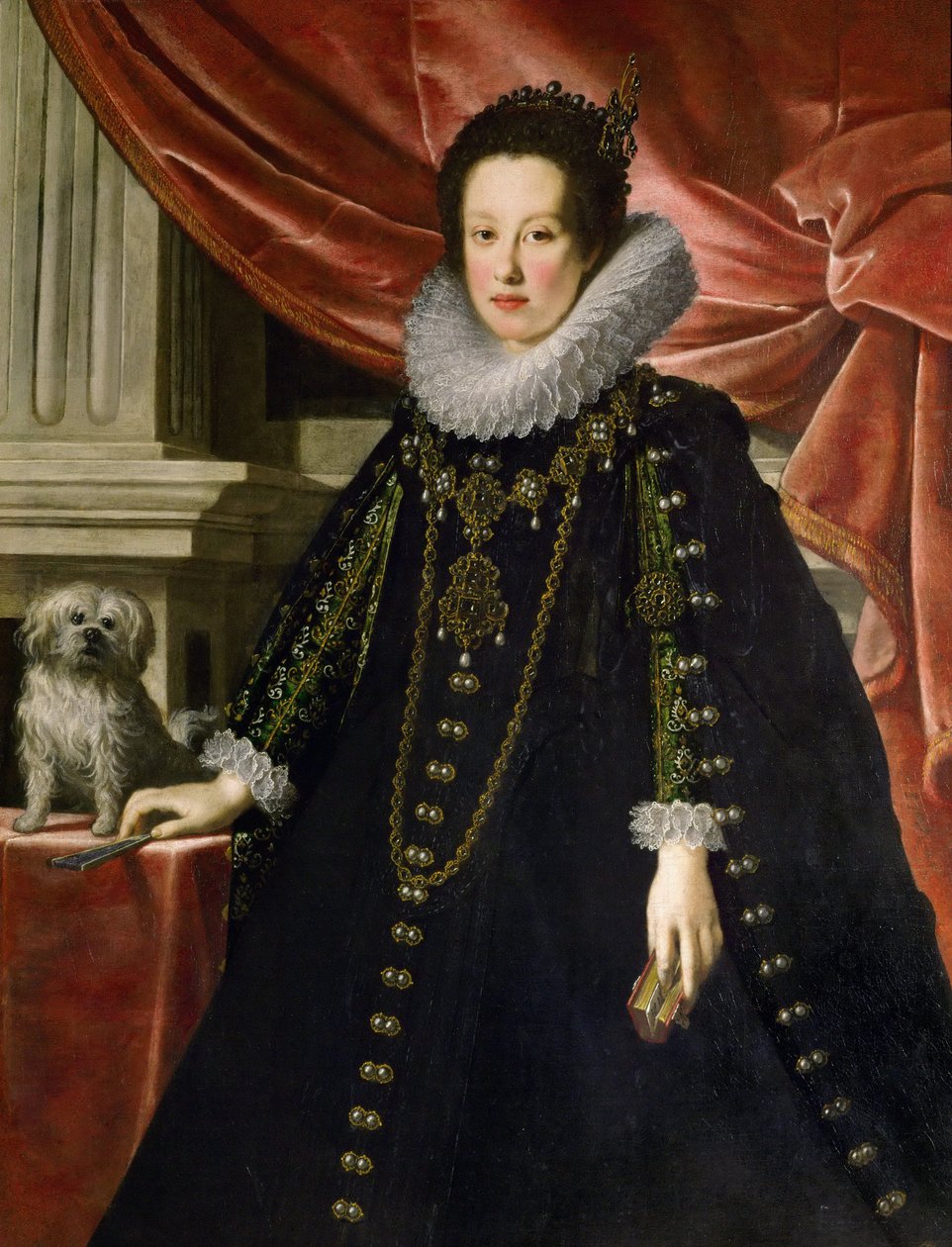 Anna de Medici, ærkehertuginde af Østrig med en lille hund - Anna de