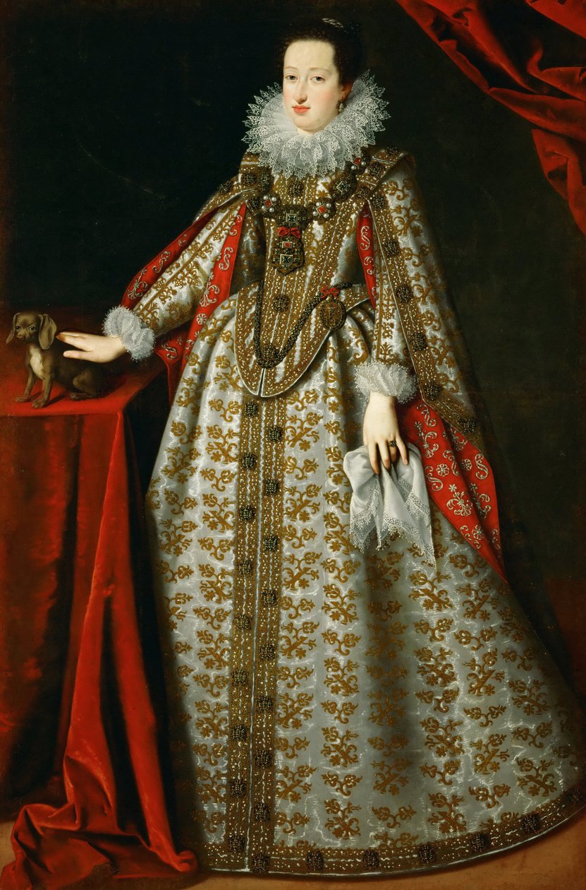 Eleoonore de Gonzague (ou de Mantoue) - Portræt af Eleonora Gonzaga (1598-1655), i hendes brudekjole - Justus (Giusto, Joost) Sustermans (1597-1681). Olie på lærred af Justus Sustermans