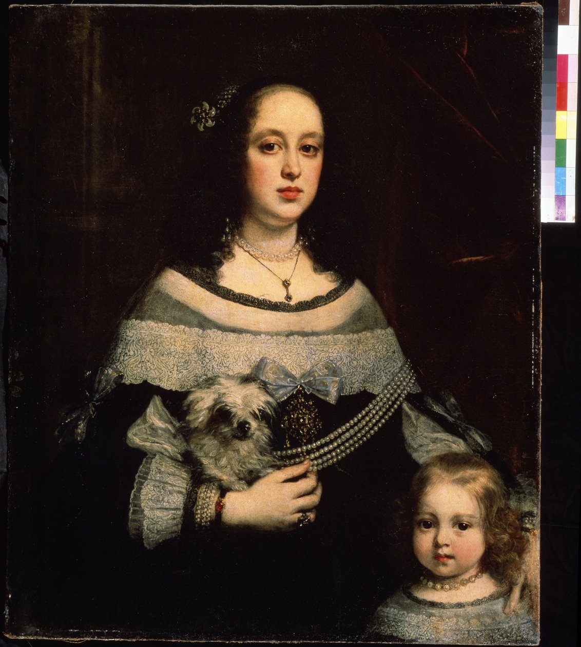 Portræt af en dame og en lille pige. Maleri af Justus Suttermans (1597-1681). Olie på lærred, 89 x 74 cm, ca. 1660. Flamsk kunst, barokstil. Pushkin Museum of Fine Arts, Moskva. af Justus Suttermans
