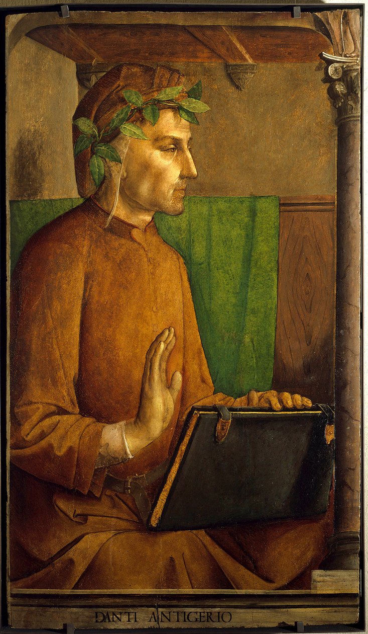 Portræt af digteren af Dante Alighieri (1265-1321) Maleri af Juste De Ghent (1435-1480) 1400-tallet, olie på træ, Dim. 1,15 X 0,64 m. Paris. Musee Du Louvre - Portræt af digteren Dante Alighieri (1265-1321). Maleri af Juste de Ghent (1435-1480) af Justus van (c.1435 c.1480) Gent