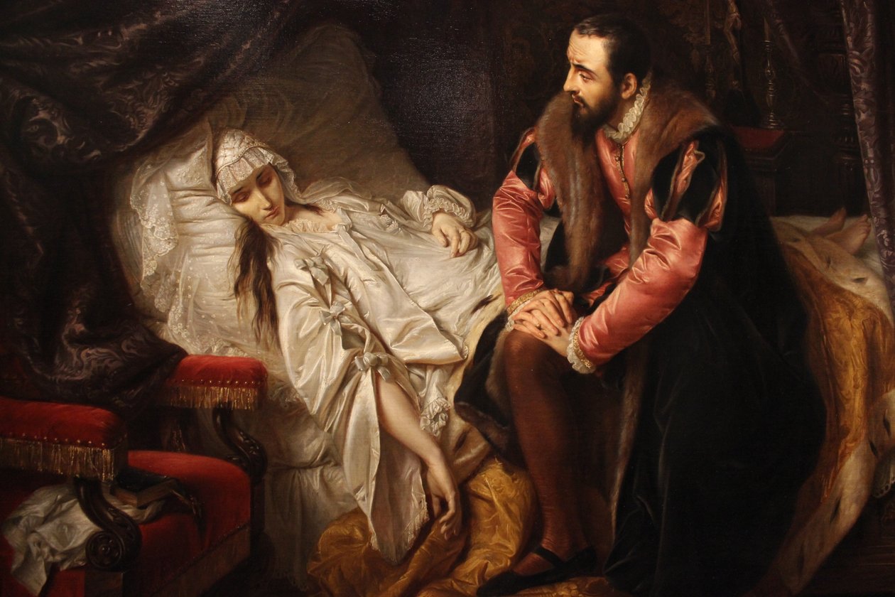Barbara Radziwiłłównas død af Józef Simmler