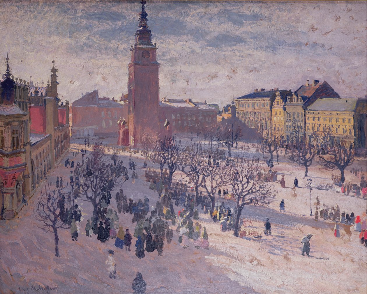 Main Market Square i Krakow af Józef Mehoffer