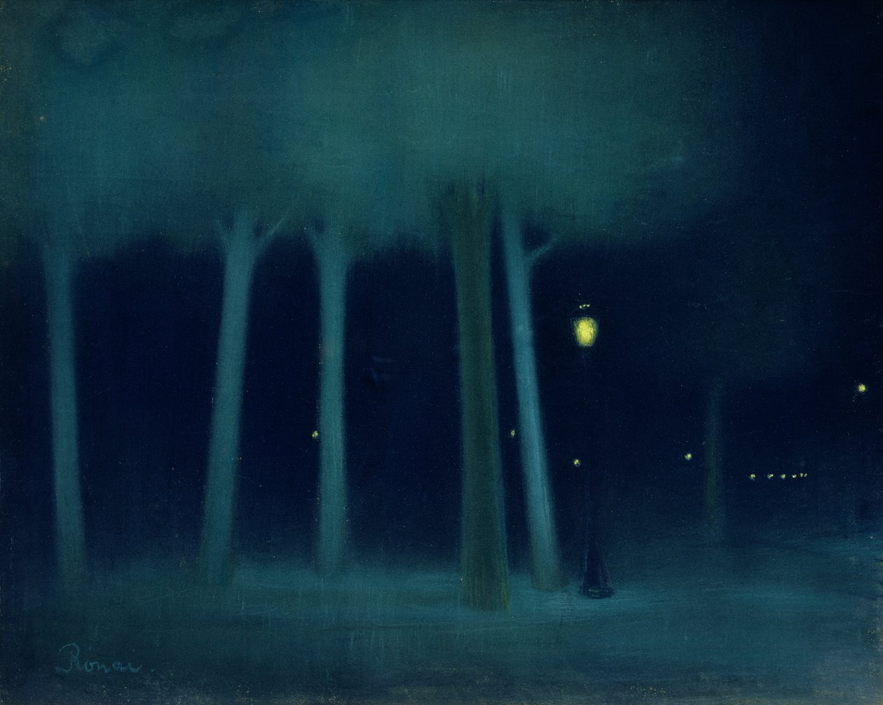En park om natten, ca.1892-95 (pastel på lærred) af József Rippl Rónai