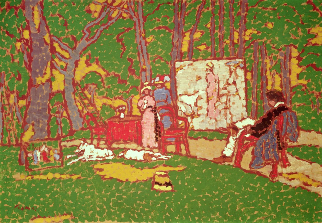 Maler Lazarine og Anella i parken. Det er varmt, 1910 af József Rippl Rónai