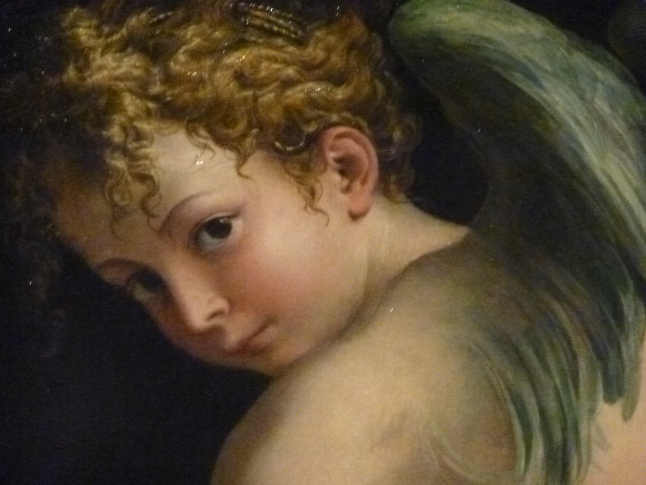 Francesco Mazzola, kaldet Parmigianino .Cupid Carving His Bow, detalje Kunsthistorisches Museum, Wien af Parmigianino