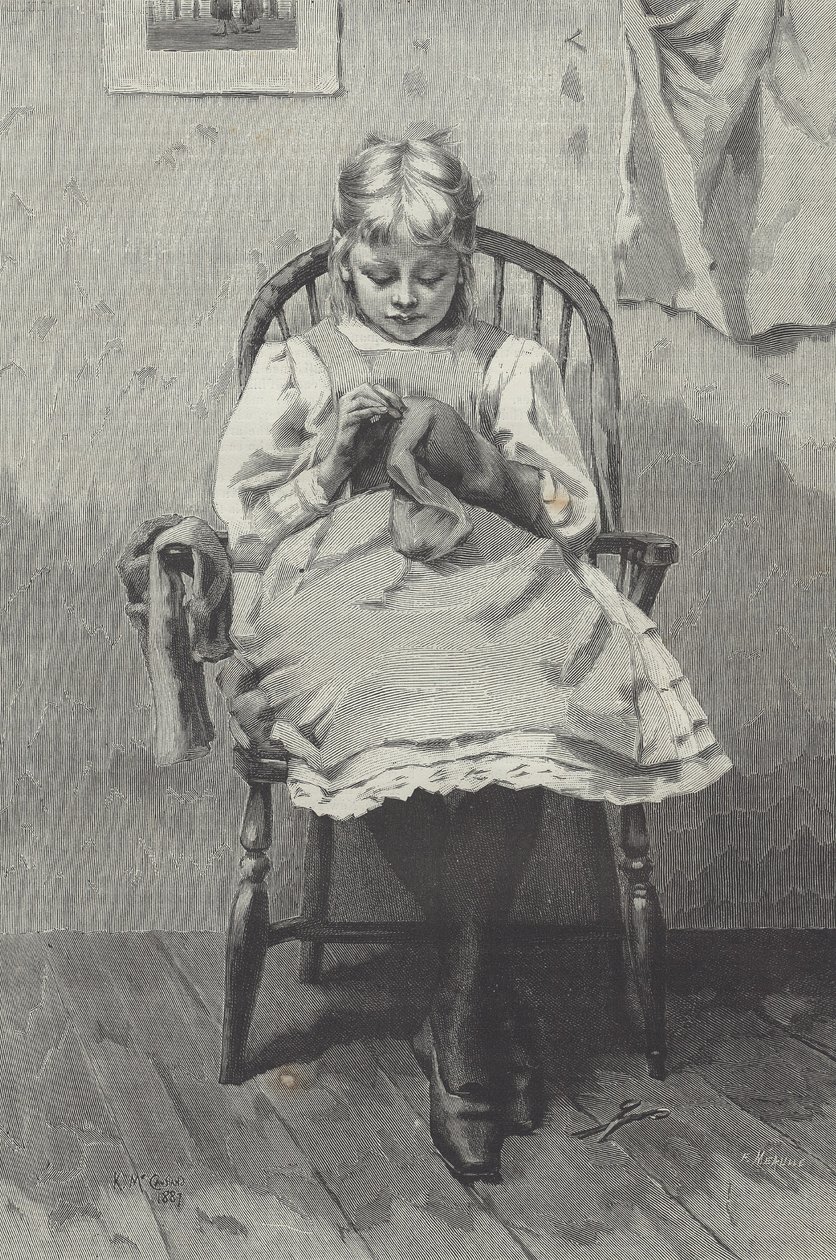 Teenagesyerske, gravering af Fortuné Méaulle (1844-1901) (gravering) af K. McCausland