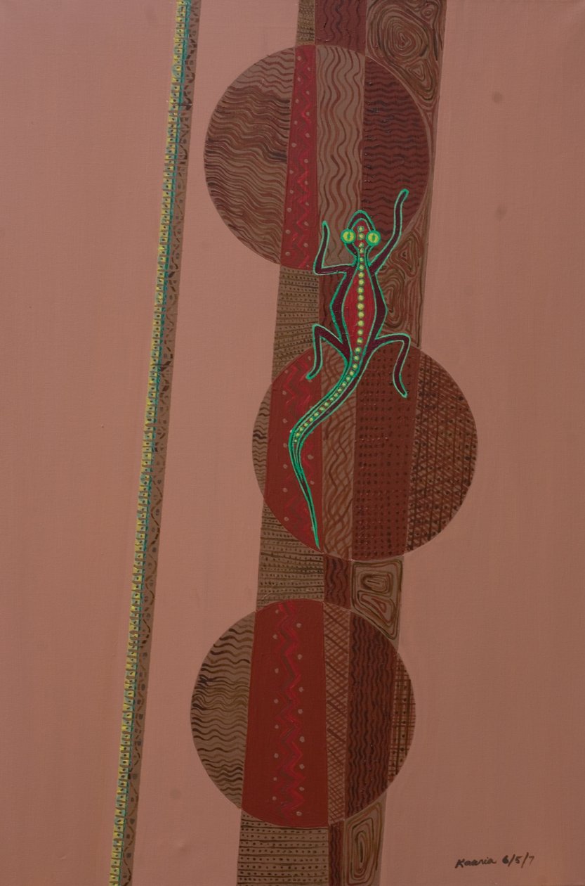 Aboriginal Lizard, 2007 (olie og akryl på lærred) af Kaaria Mucherera