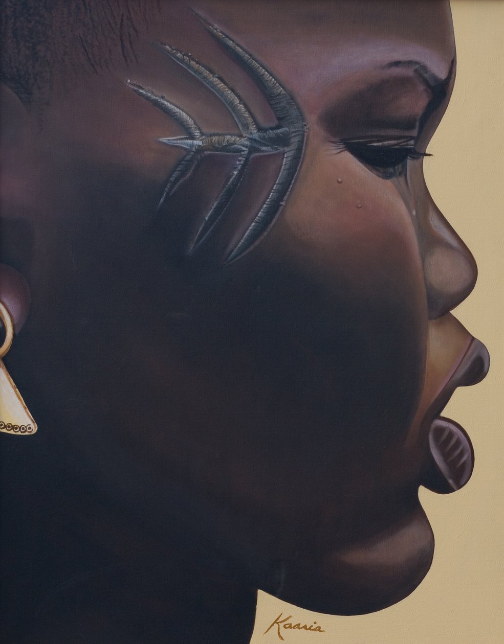 Tribal Mark, 2007 (olie og akryl på lærred) af Kaaria Mucherera