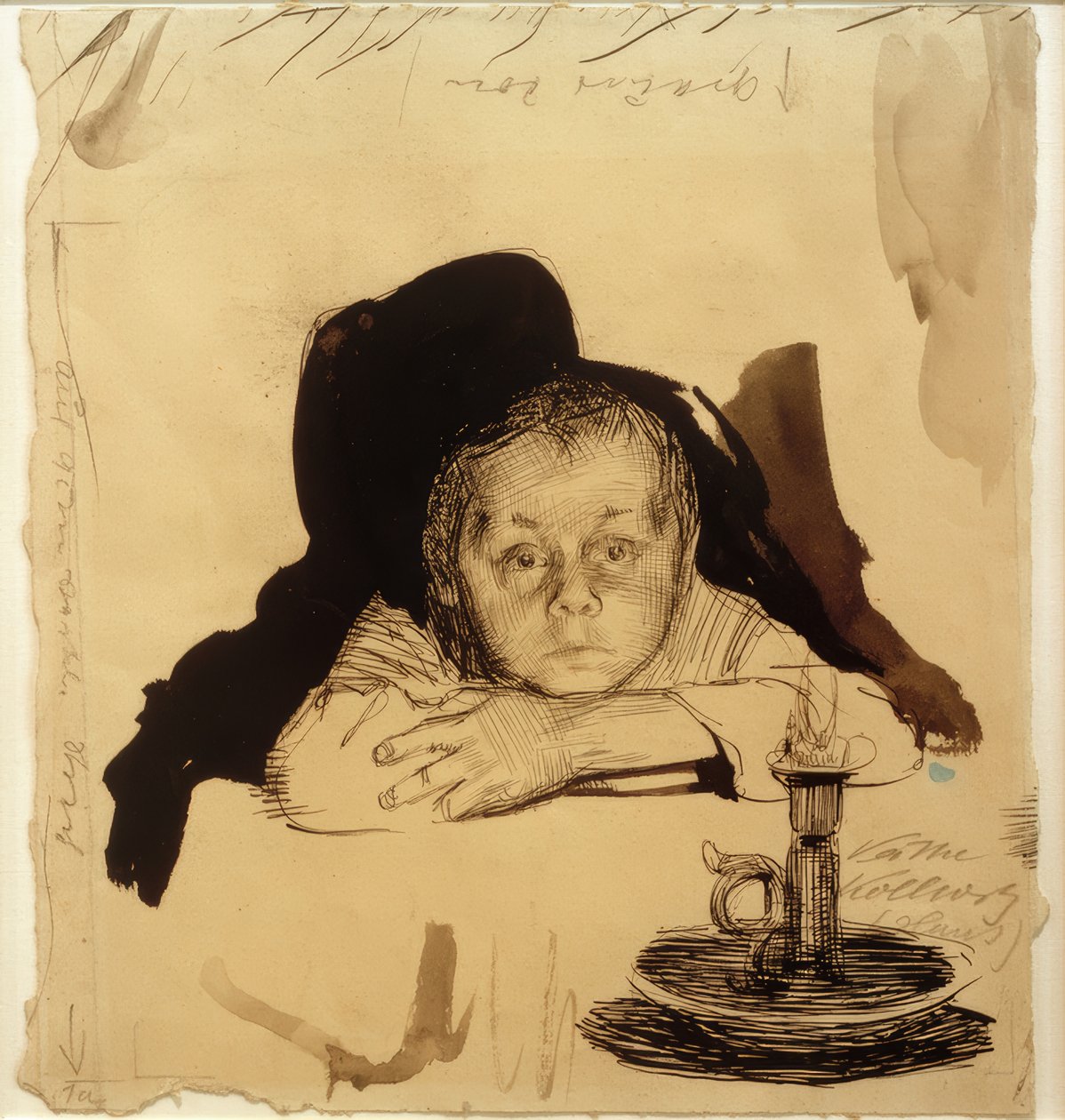 Hans Kollwitz med et lys af Käthe Kollwitz