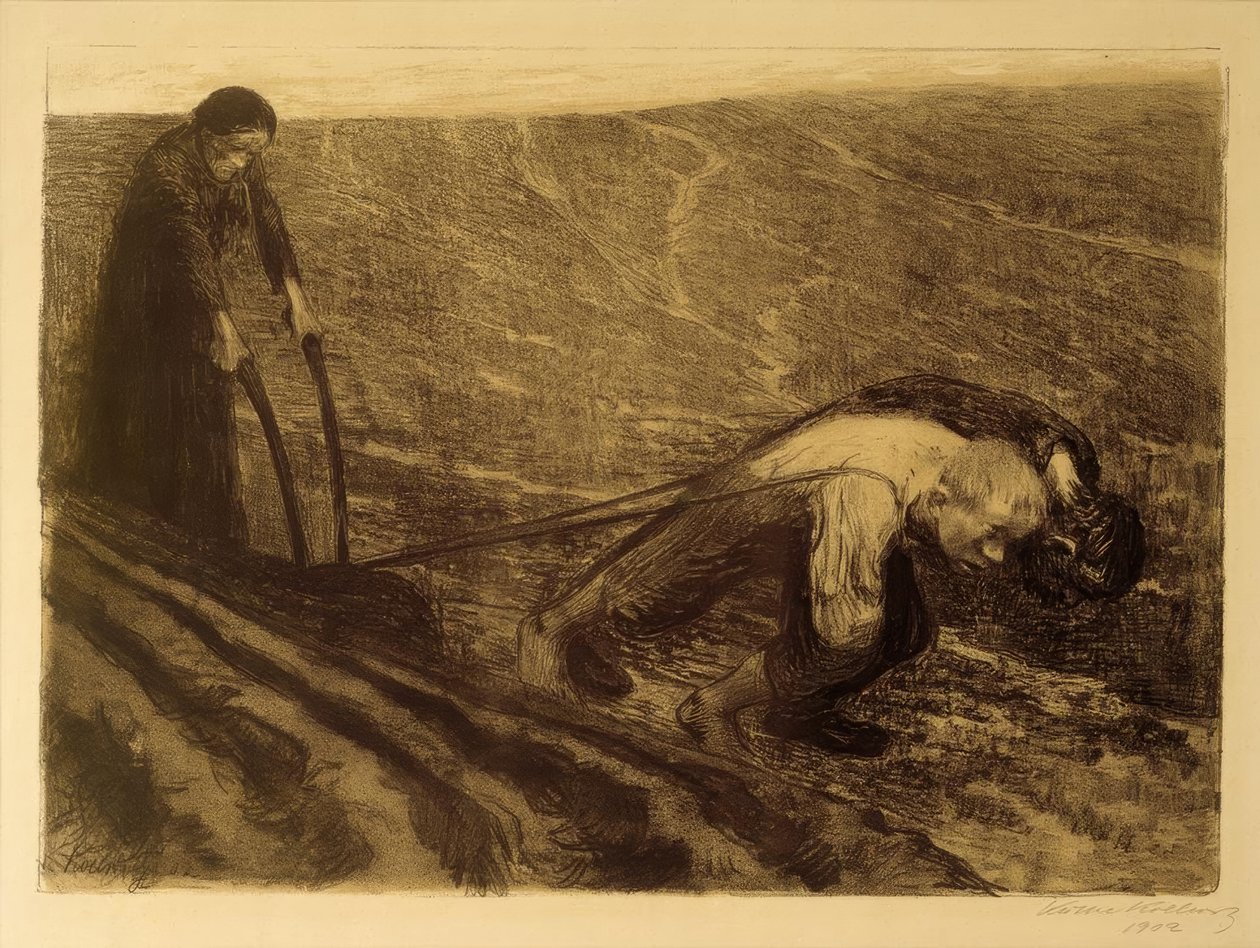 K. Kollwitz, plovtrækker og hustru af Käthe Kollwitz