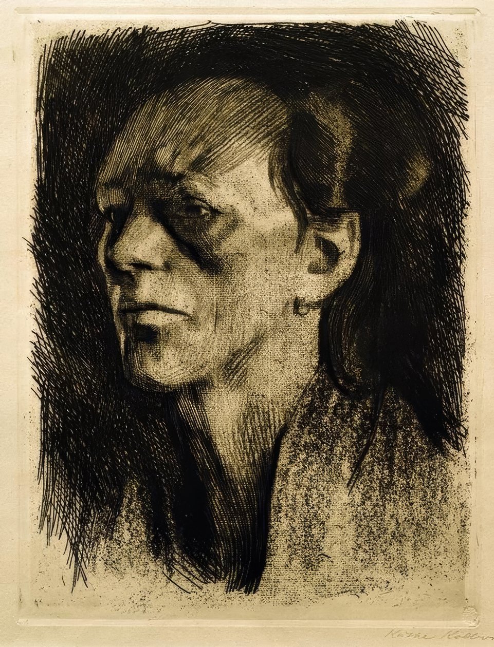 Arbejdskvinde (med øreringe) af Käthe Kollwitz