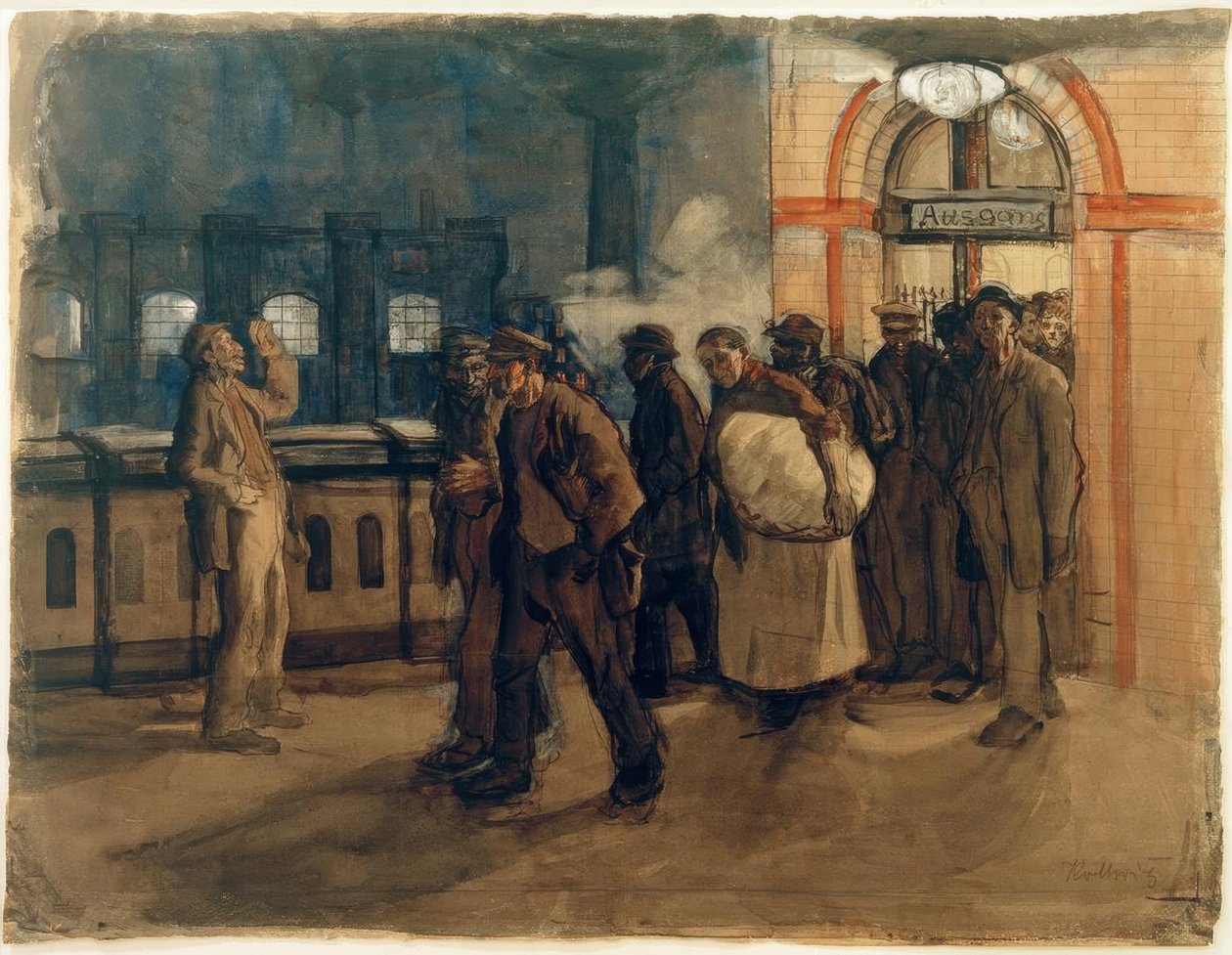 K. Kollwitz, hjemvendte arbejdere på Lehrter-togstationen af Käthe Kollwitz