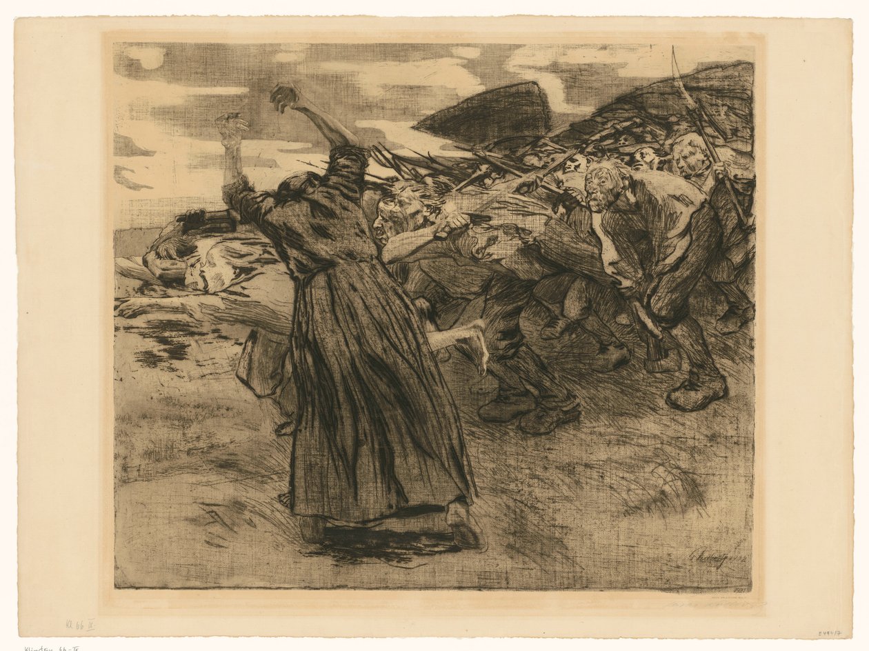 Udbrud (blad 5 fra «Bondekrigen», 9. tilstand) af Käthe Kollwitz