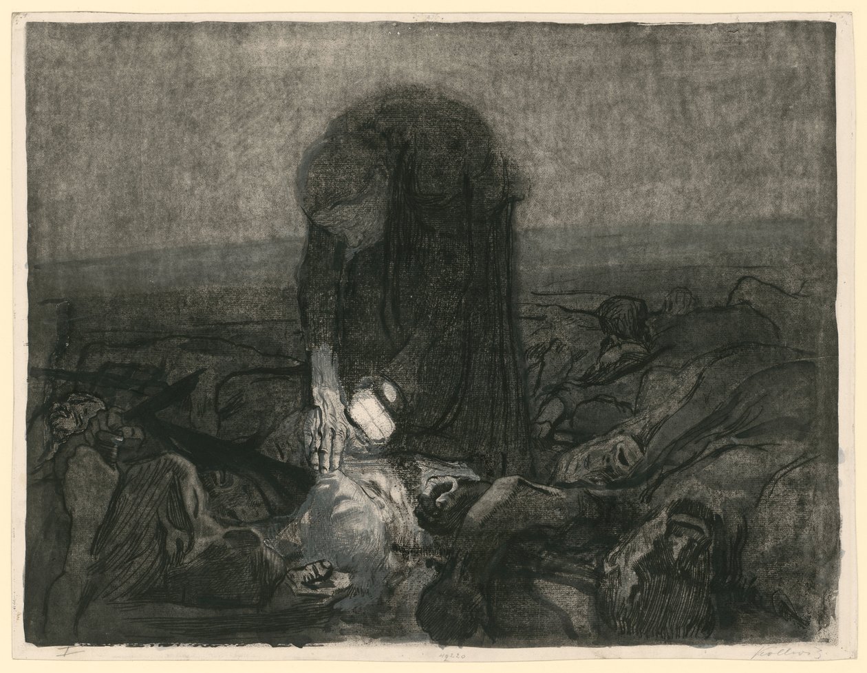 Slagmark (blad 6 fra »Bauernkrieg«, 2. udgave) af Käthe Kollwitz