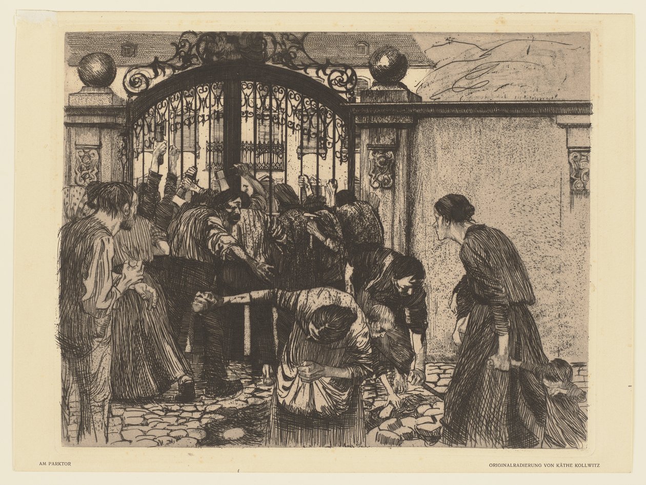 Ark 5 i serien »Et væveroprør« af Käthe Kollwitz