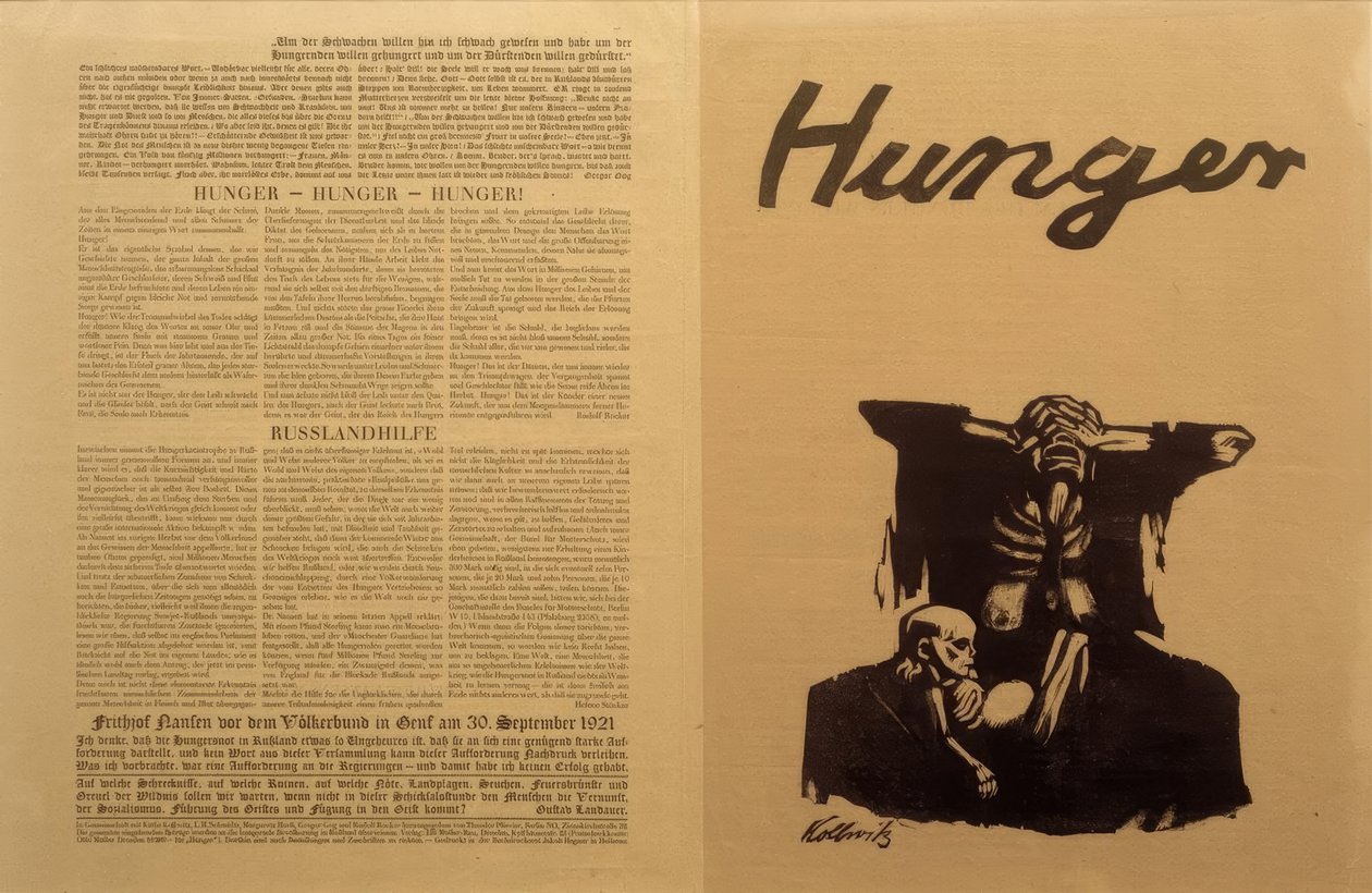 Sovjetrusland, fødevarekrise / pjece, K. Kollwitz af Käthe Kollwitz