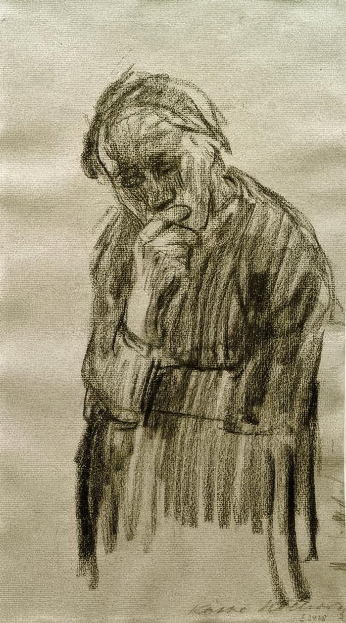 Stående kvinde med hovedet hvilende på højre hånd af Käthe Kollwitz