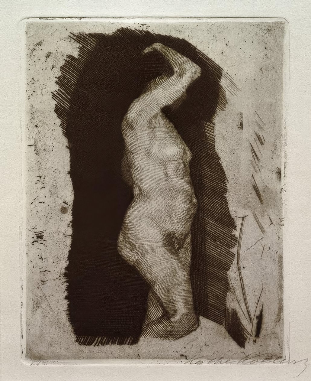 Stående kvindelig nøgen af Käthe Kollwitz