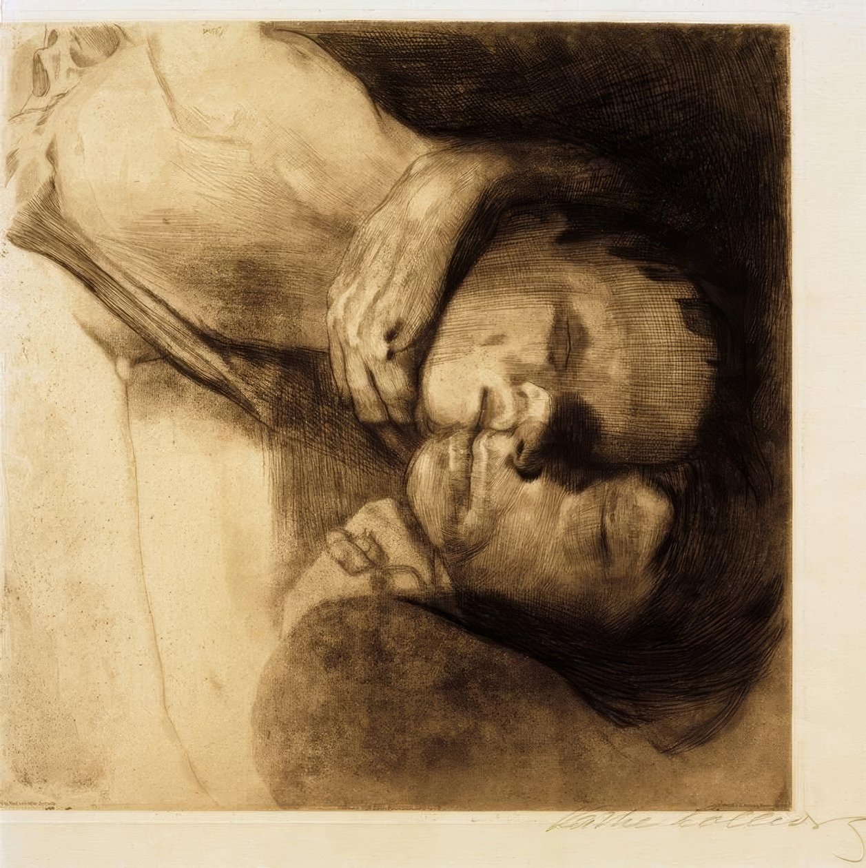 Død, hustru og barn af Käthe Kollwitz