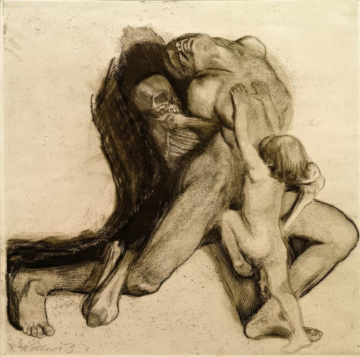 Død og kone af Käthe Kollwitz
