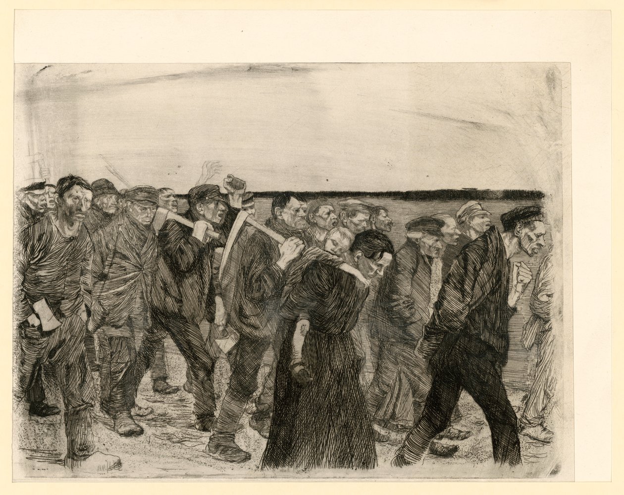 Væveroptøjen (blad 4 fra »Ein Weberaufstand«, 2. udgave) af Käthe Kollwitz