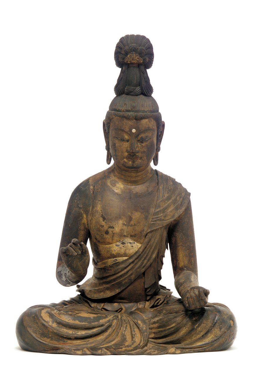 Bodhisattva, Kamakura Periode, begyndelsen af det 13. århundrede (træ med lak, guld, kobber og krystal) af Kaikei
