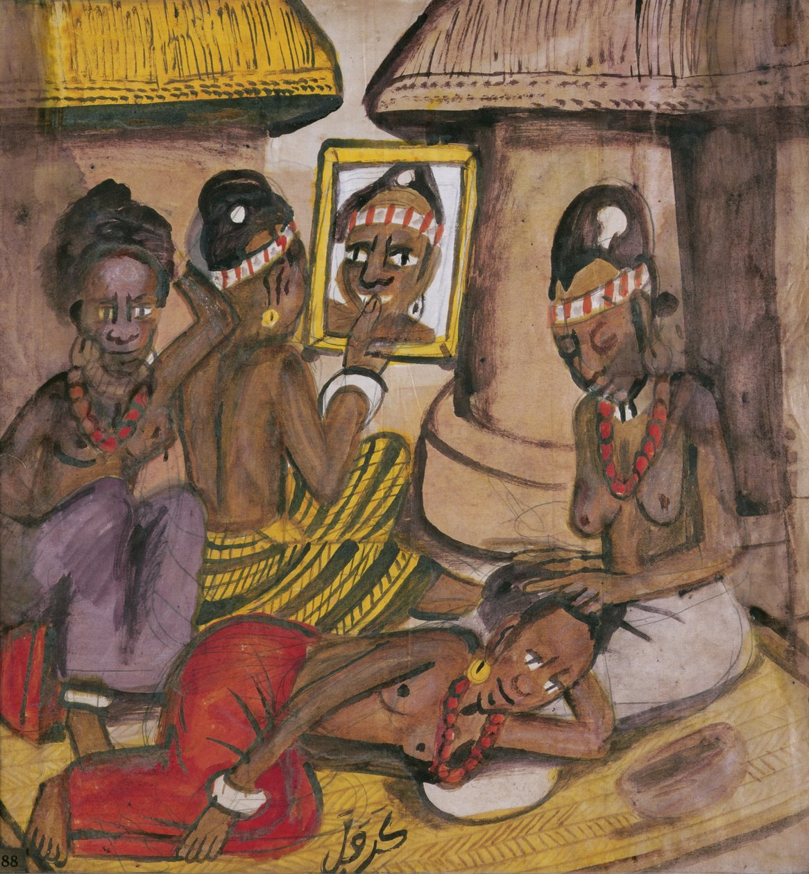 Mali kvinder, ca. 1929 (olie på linned) af Kalifala Sidibe