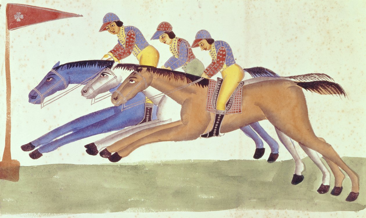 Hestevæddeløb i Bengalen, ca. 1830 af Kalighat School