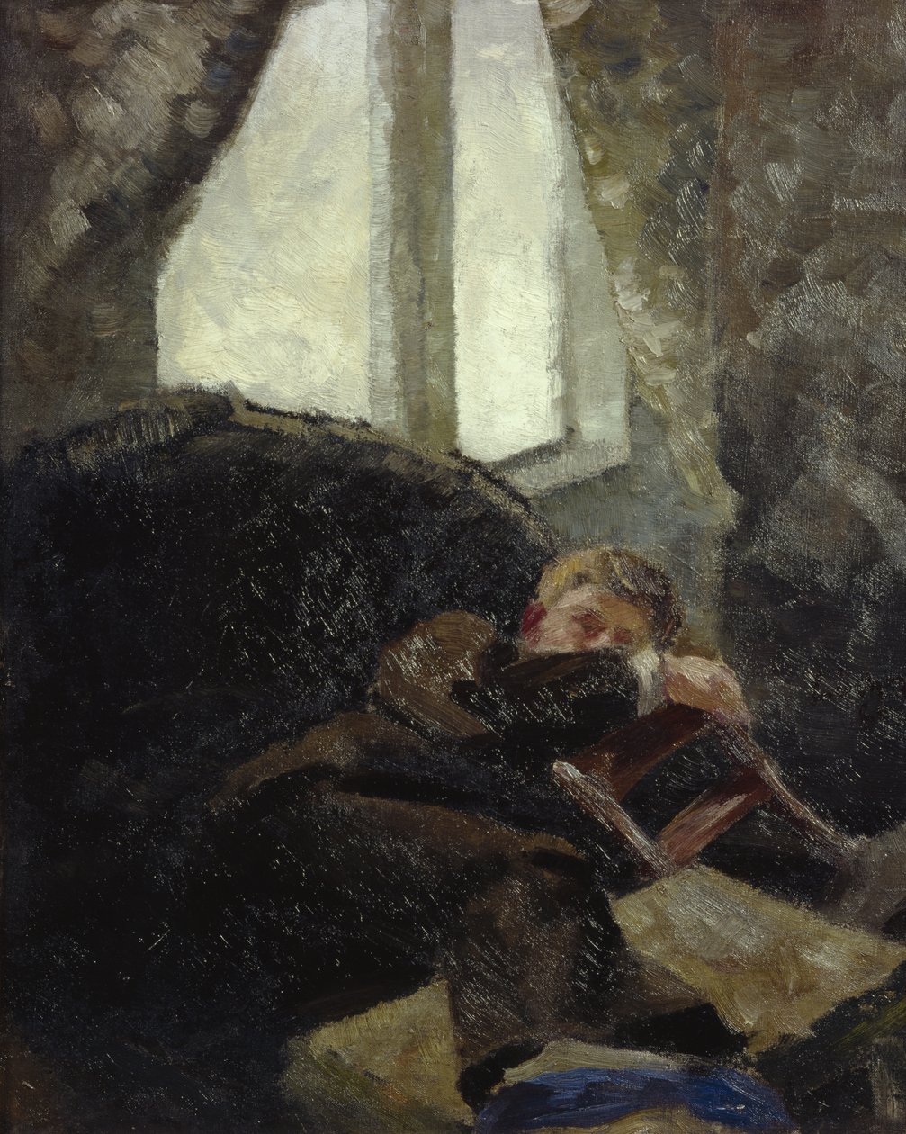Ung mand - dagen efter (Tømmermænd) 1884 (olie på lærred) af Kalle Lochen