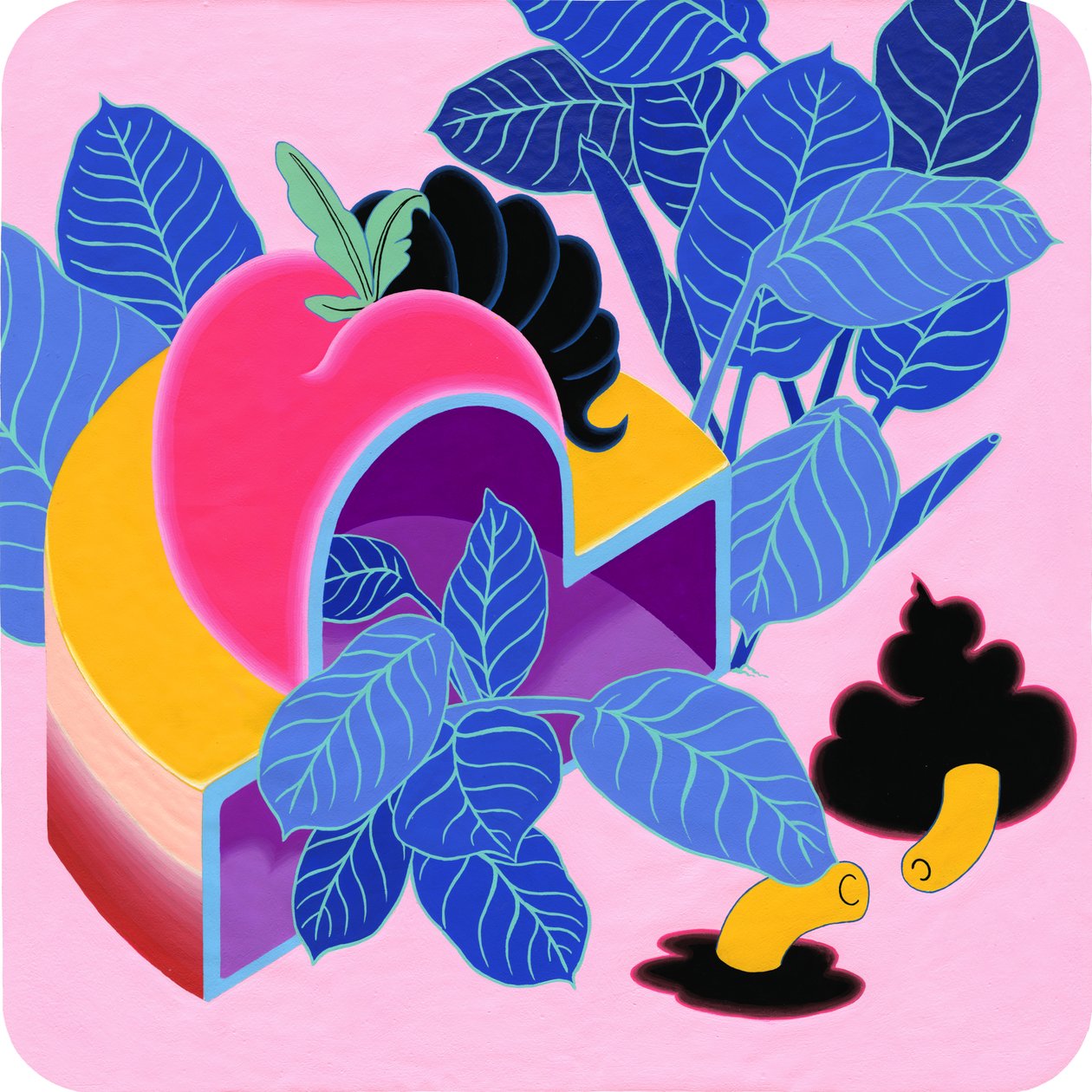 Apple Peach, 2019 (akryl på lærred) af Kam Tsz