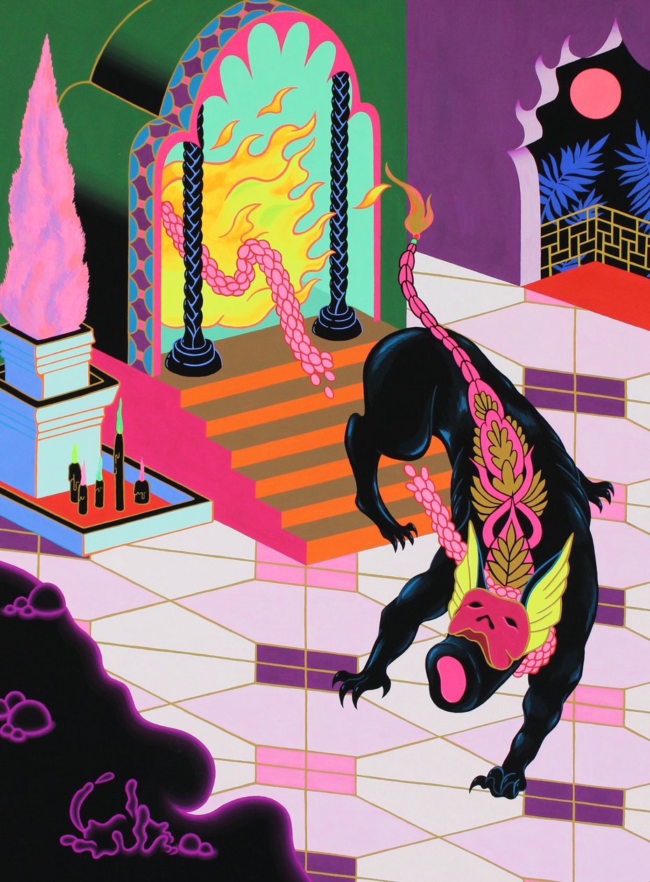 Escape, 2021 (akryl på panel) af Kam Tsz