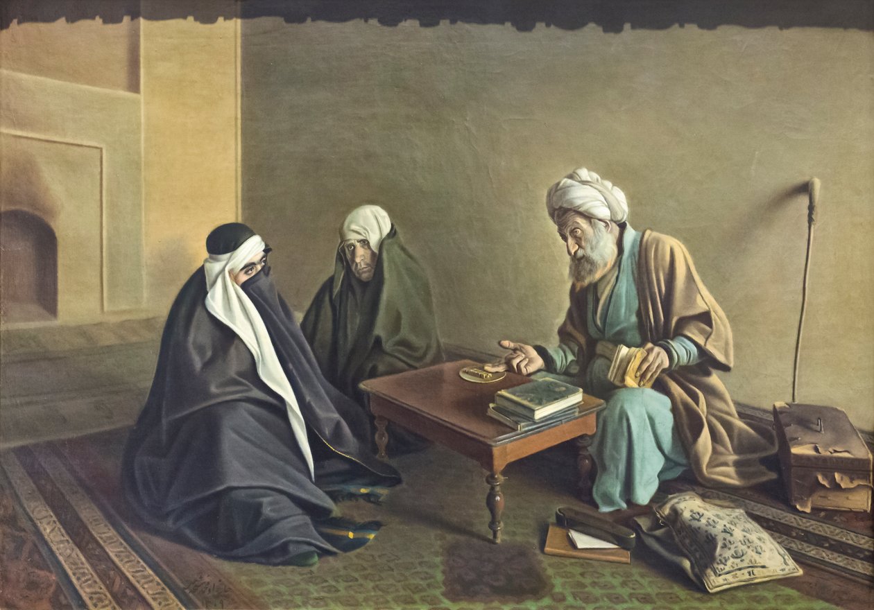 Spåkonen, Kamal-ol-Molk, olie på lærred, kunstmuseum, Sa