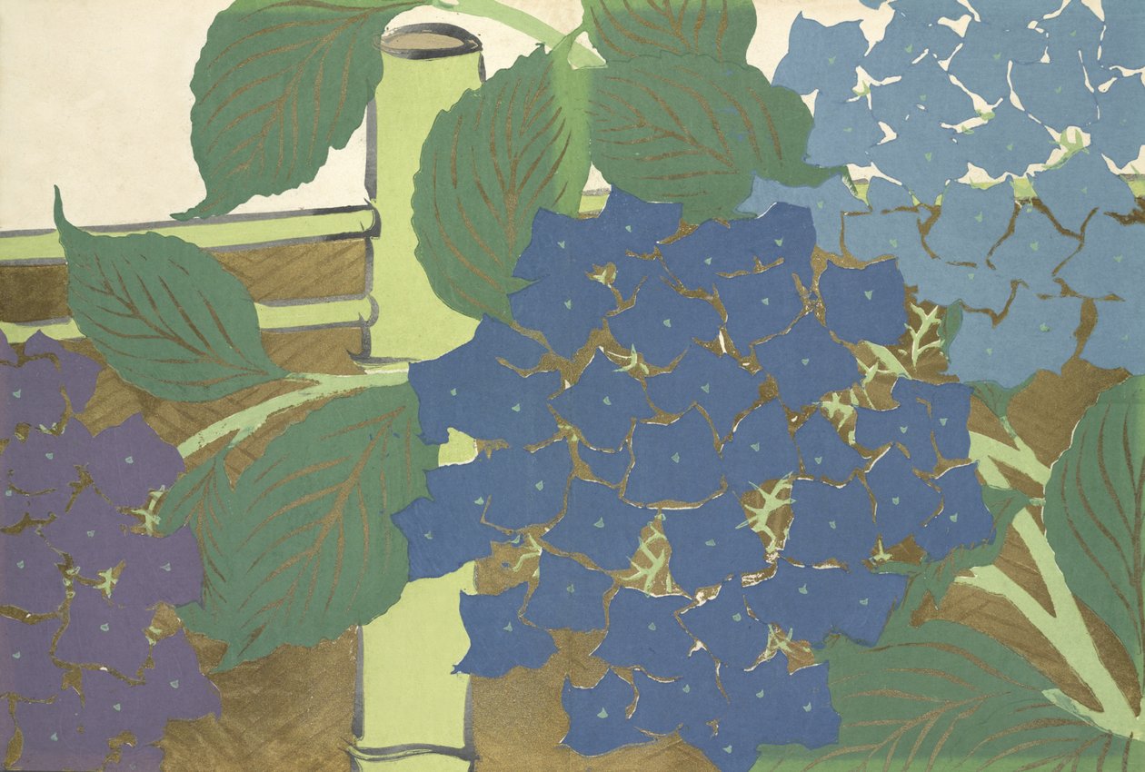 Hortensia, fra ferskenyogusa af Kamisaka Sekka