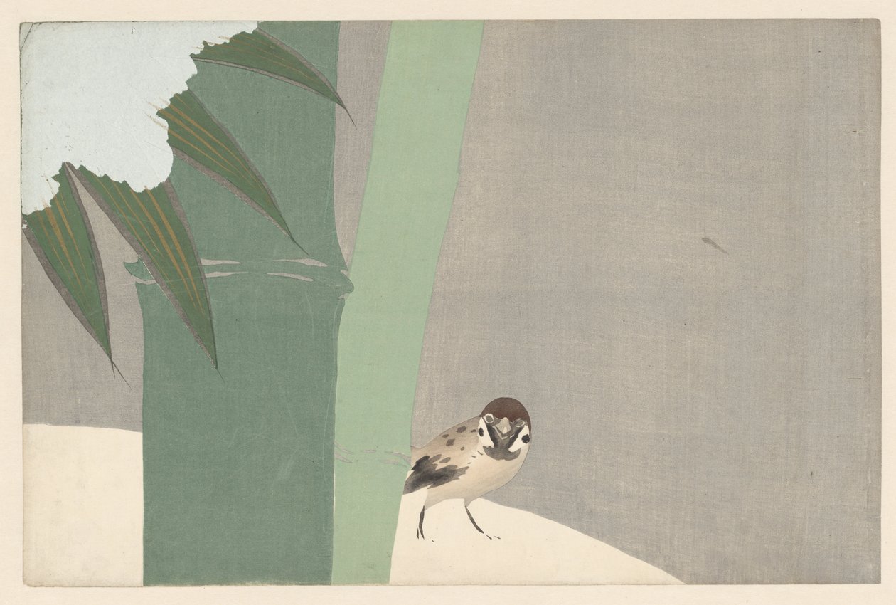 Bambus i sneen, 1909 (træbloktryk) af Kamisaka Sekka