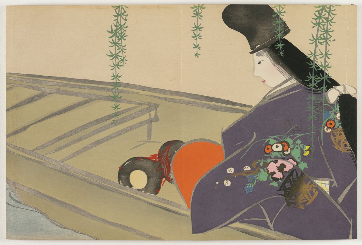 Flowers of a Hundred Worlds (Momoyogusa): Asazuma in Her Boat (Asazuma-bune) af Kamisaka Sekka