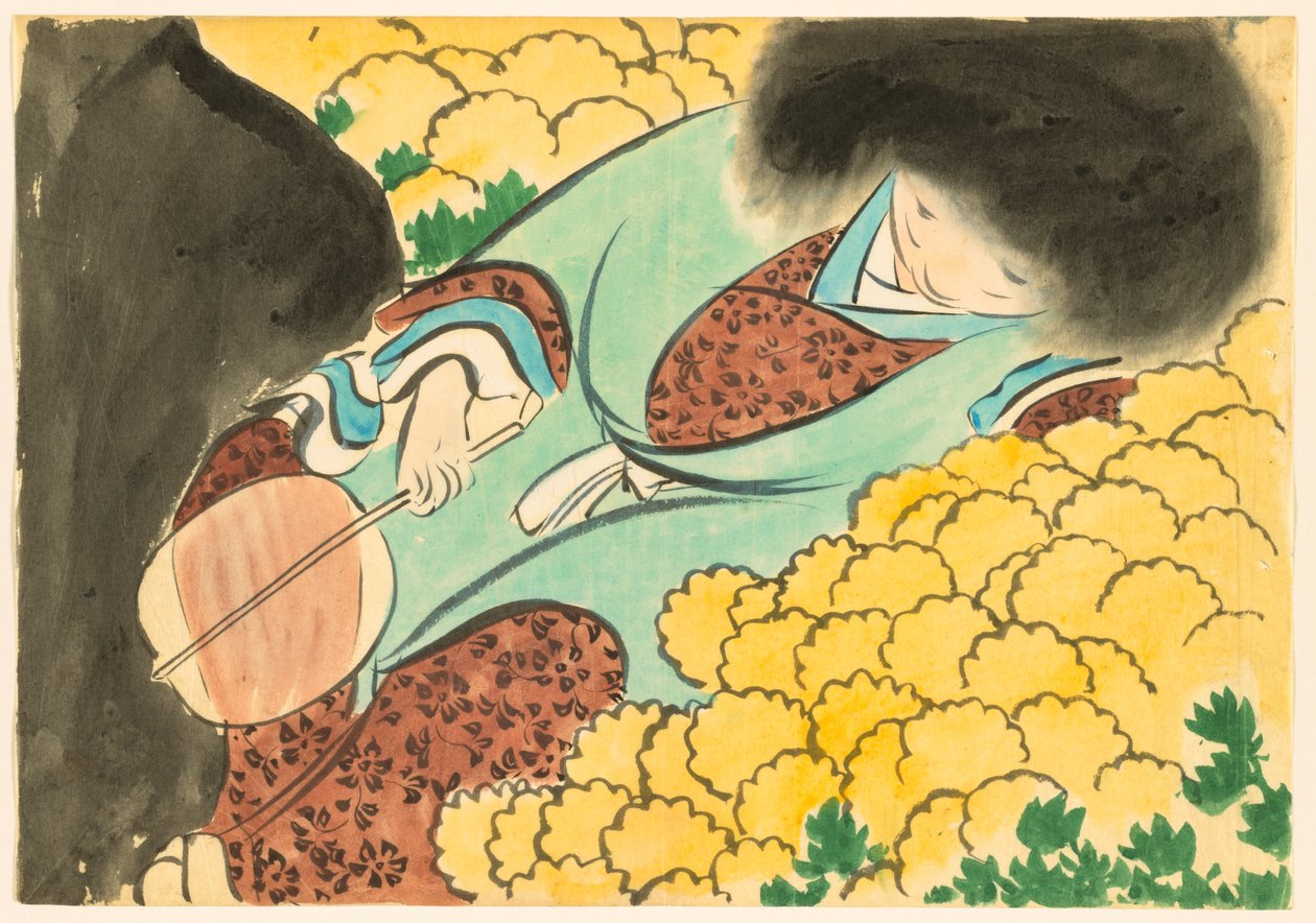 Flowers of a Hundred Worlds (Momoyogusa): Chrysanthemum Boy (Kikujidō) af Kamisaka Sekka