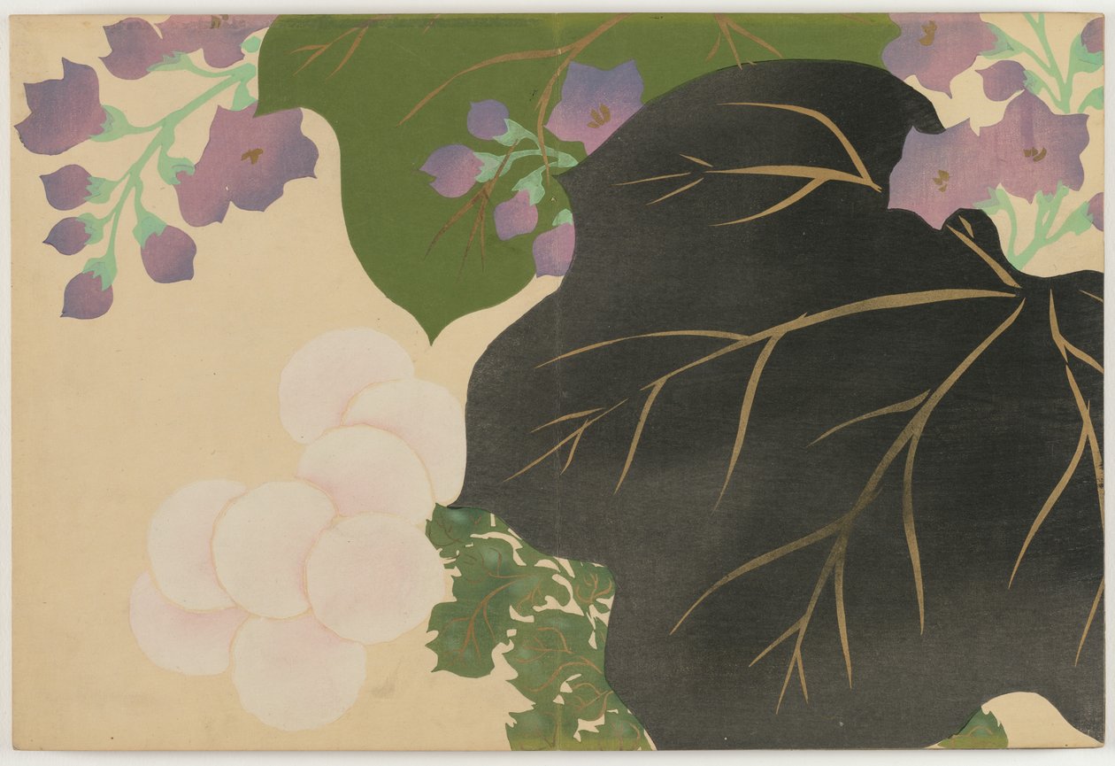 Hundrede verdeners blomster (Momoyogusa): Krysantemum og Paulownia (Kikukiri) af Kamisaka Sekka