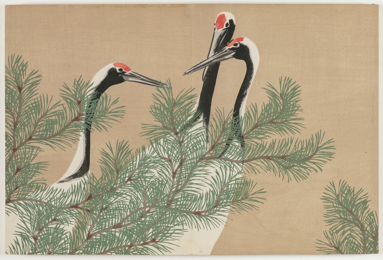 Flowers of a Hundred Worlds (Momoyogusa): Traner (Tsuru) af Kamisaka Sekka