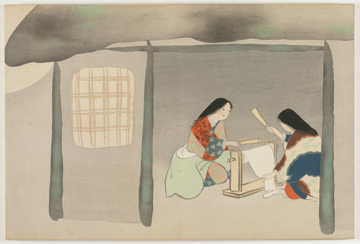 Flowers of a Hundred Worlds (Momoyogusa): Fulling Silk (Uchiginu) af Kamisaka Sekka