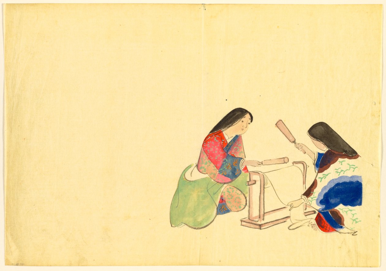 Flowers of a Hundred Worlds (Momoyogusa): Fulling Silk (Uchiginu) af Kamisaka Sekka