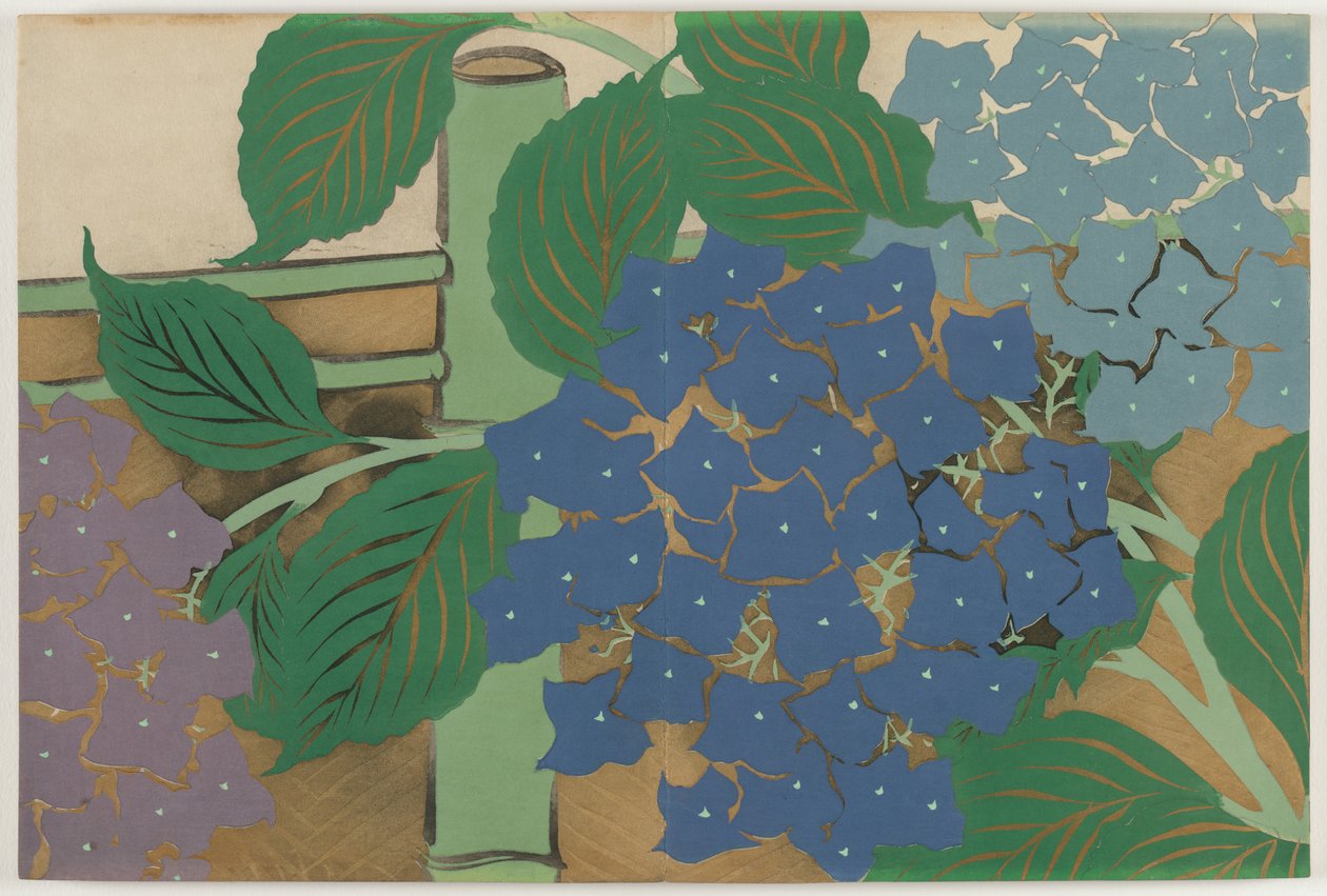 Blomster af hundrede verdener (Momoyogusa): Hortensia (Ajisai) af Kamisaka Sekka