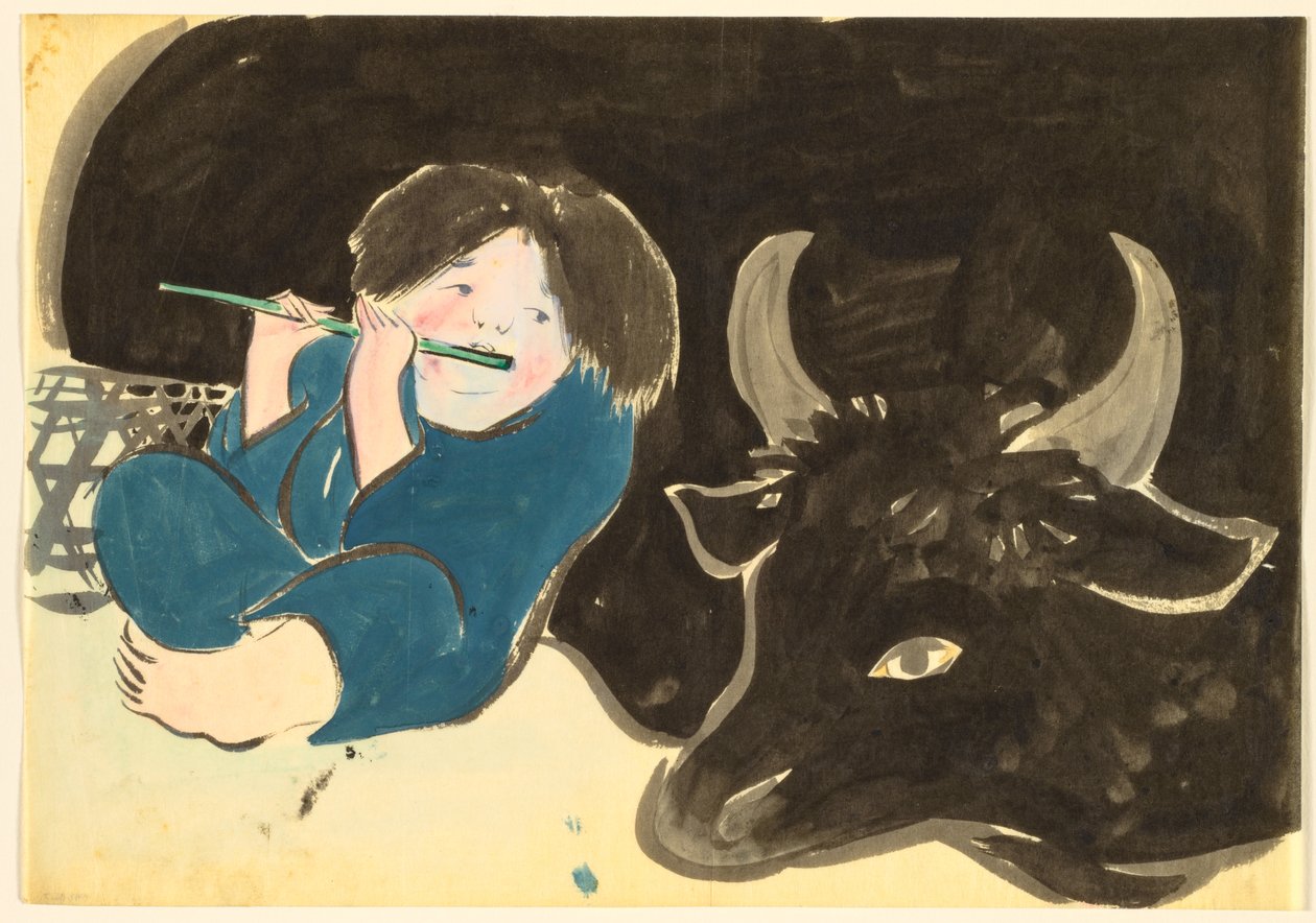 Flowers of a Hundred Worlds (Momoyogusa): Oxherd (Bokudo) af Kamisaka Sekka