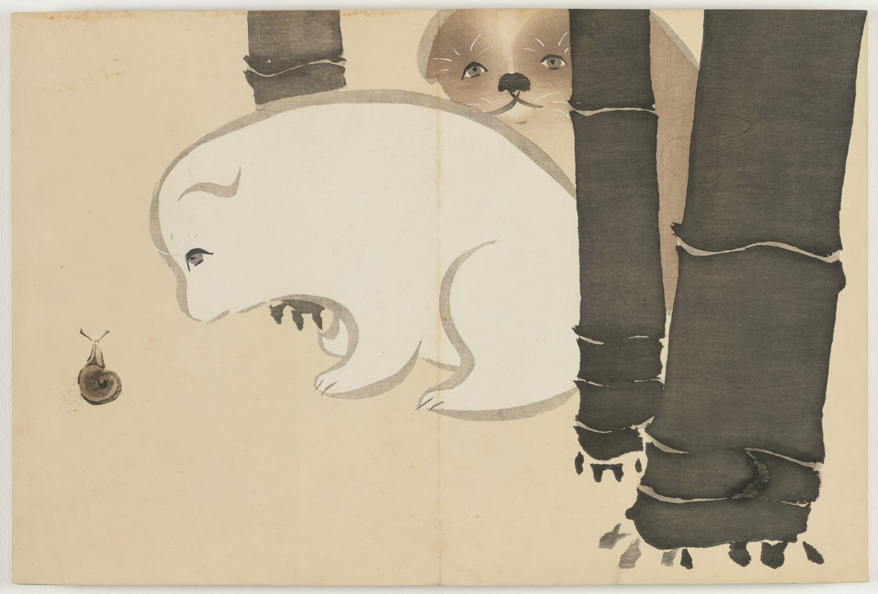 Flowers of a Hundred Worlds (Momoyogusa): Hvalpe (Enokoro) af Kamisaka Sekka