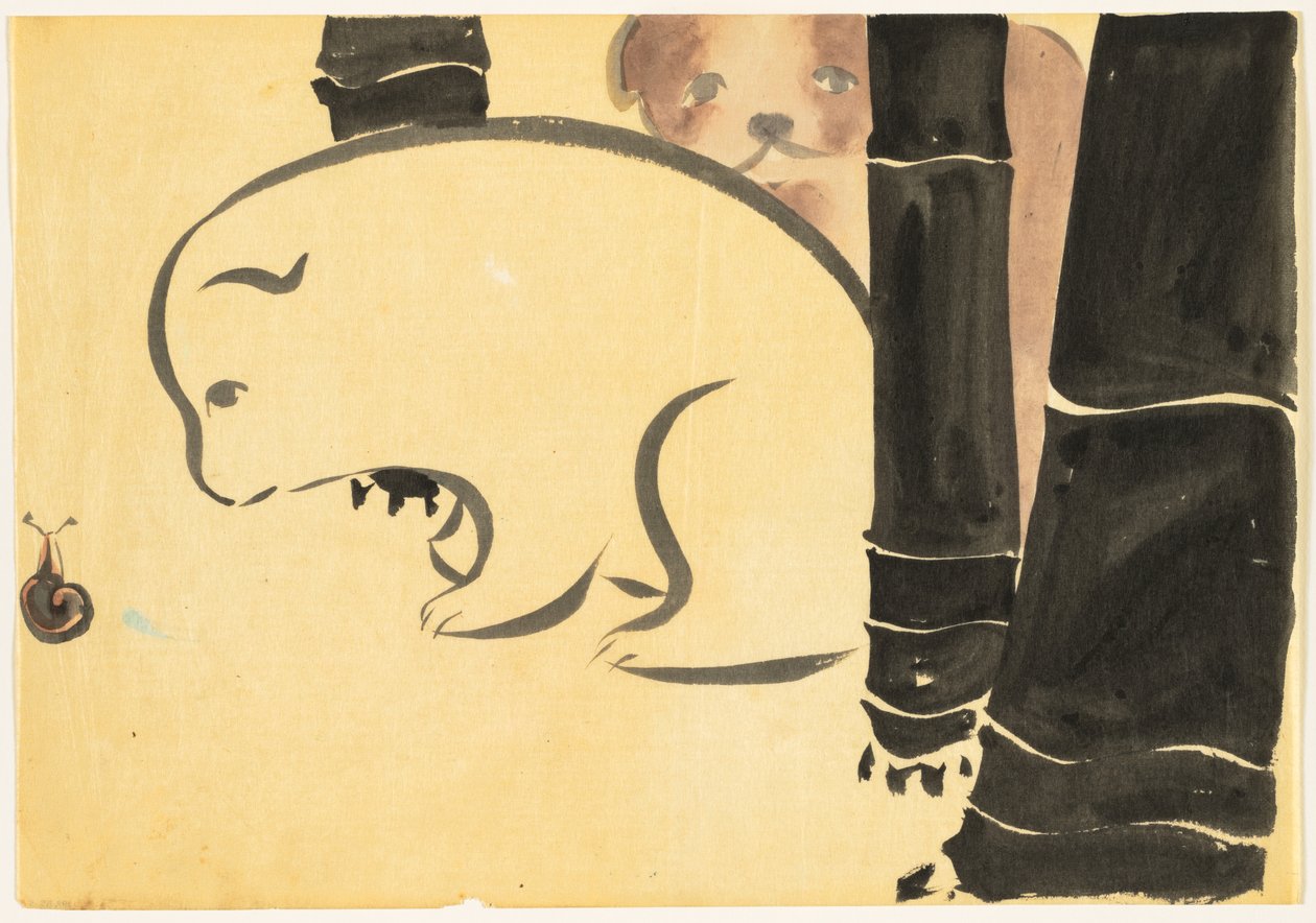 Flowers of a Hundred Worlds (Momoyogusa): Hvalpe (Enokoro) af Kamisaka Sekka