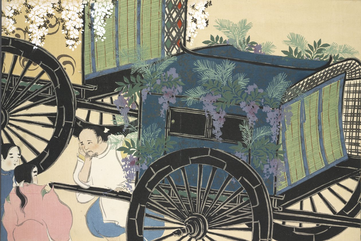 Hanazashi-guruma fra Momoyo-gusa (The World of Things) Vol II, pub.1909 (farveblok træsnit) af Kamisaka Sekka
