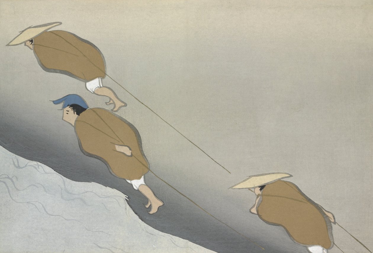 Hikifune, fra Momoyo-gusa (The World of Things) Vol II, pub.1909 (farveblok træsnit) af Kamisaka Sekka