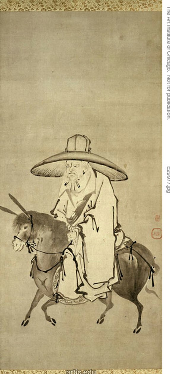 Digteren Du Fu rider på et æsel af Kanô Shigenobu