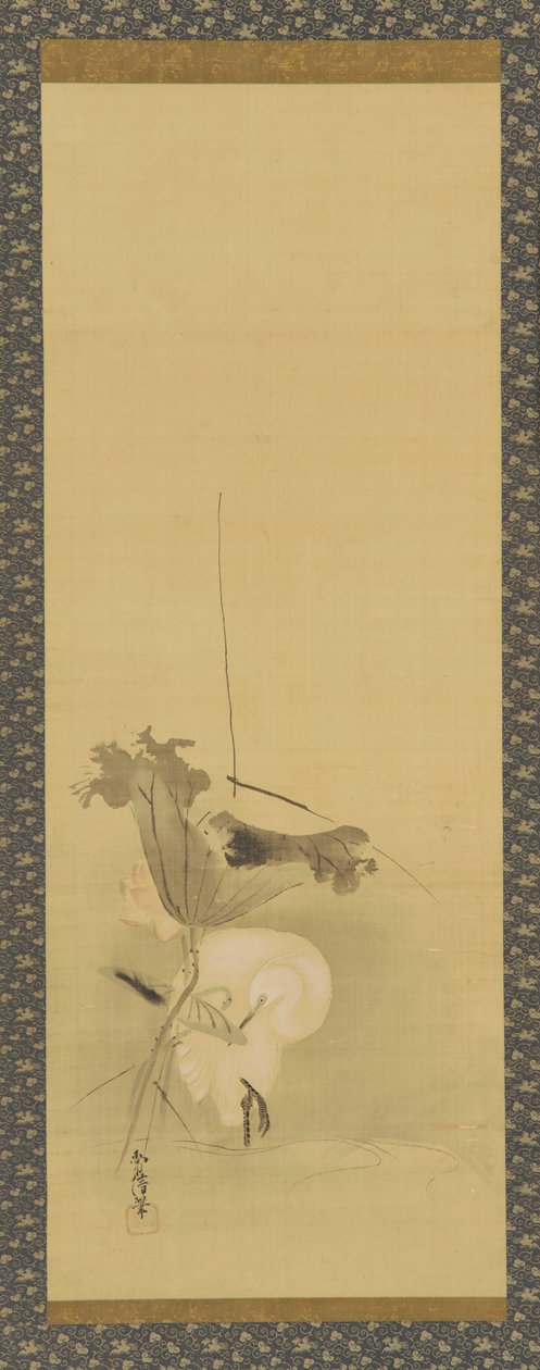 Hejre og lotus, Edo-periode, midten af det 17.-begyndelsen af det 18. århundrede. af Kanô Yôboku Tsunenobu
